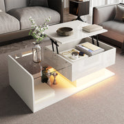 Tavolino-Xylo-Bianco vetro effetto LED piano in vetro