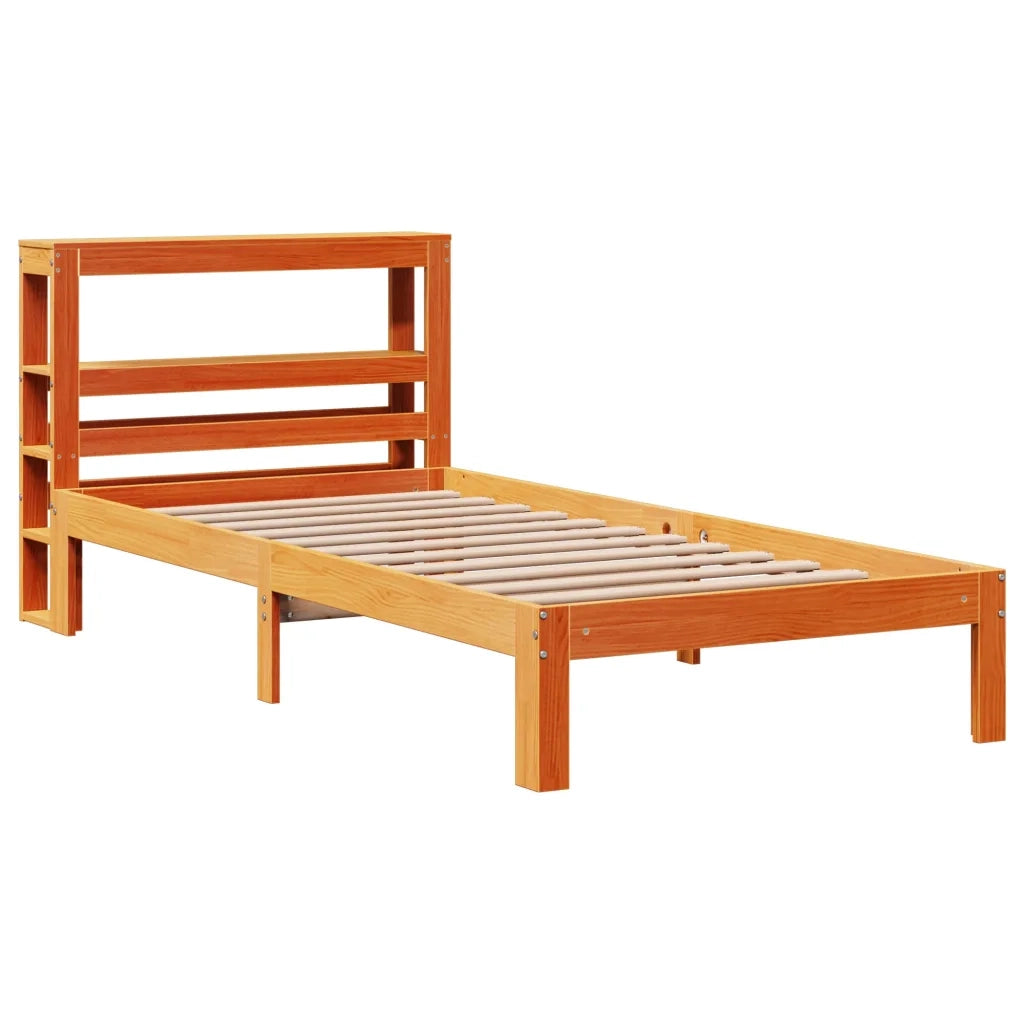 Letto senza Materasso-Struttura Letto Marrone Cera 75x190 cm in Legno di Pino 661443