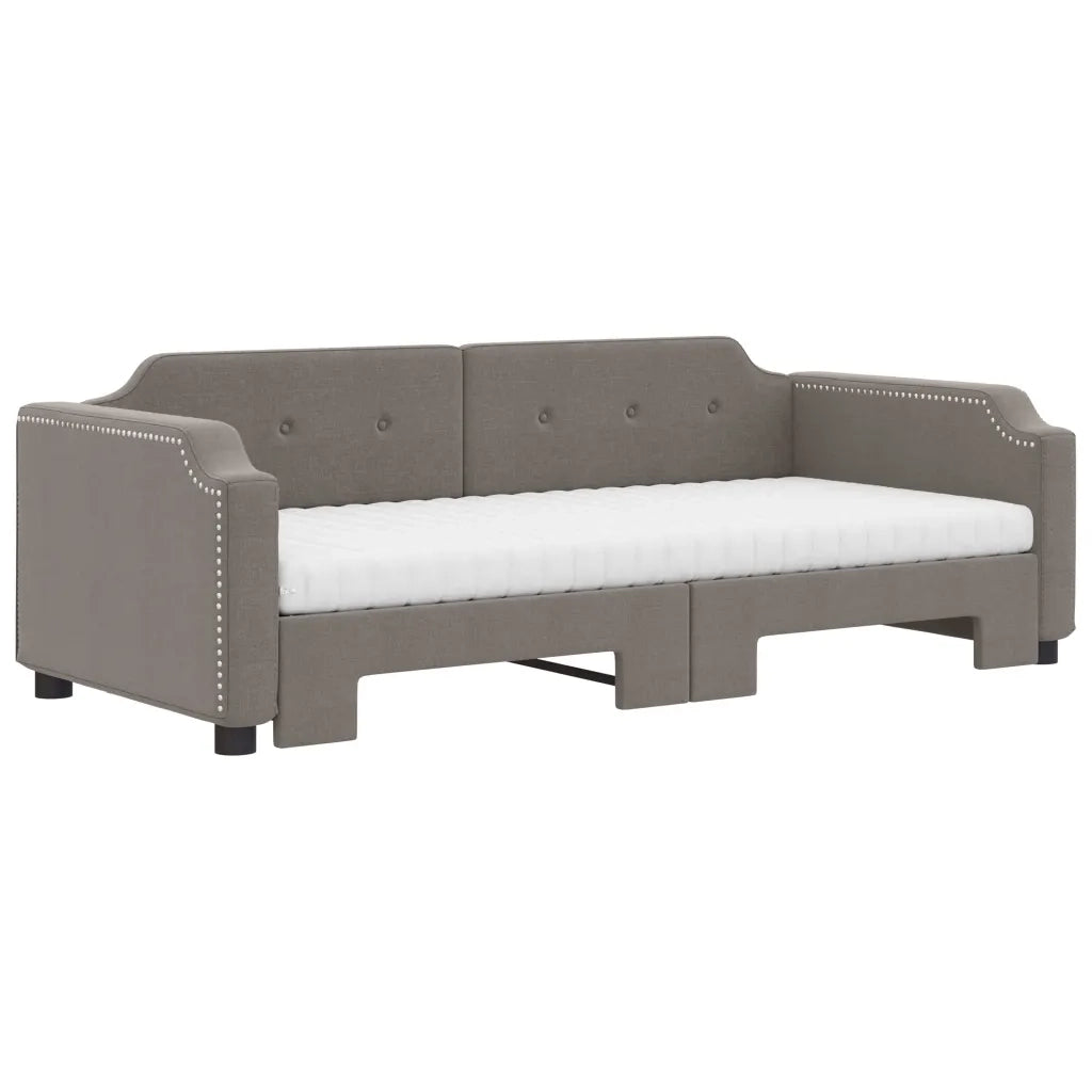 Divano Letto Estraibile con Materassi Tortora 100x200cm Tessuto