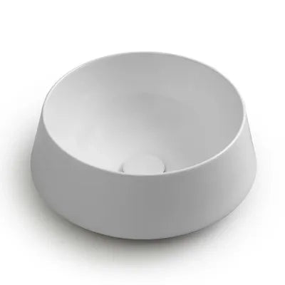 Lavabo da appoggio in ceramica bianco lucido tondo 42 cm  Aris