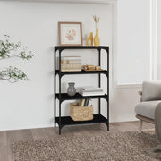 Mobile Porta Libri Nero 60x33x100cm Legno Multistrato e Acciaio cod mxl 24149