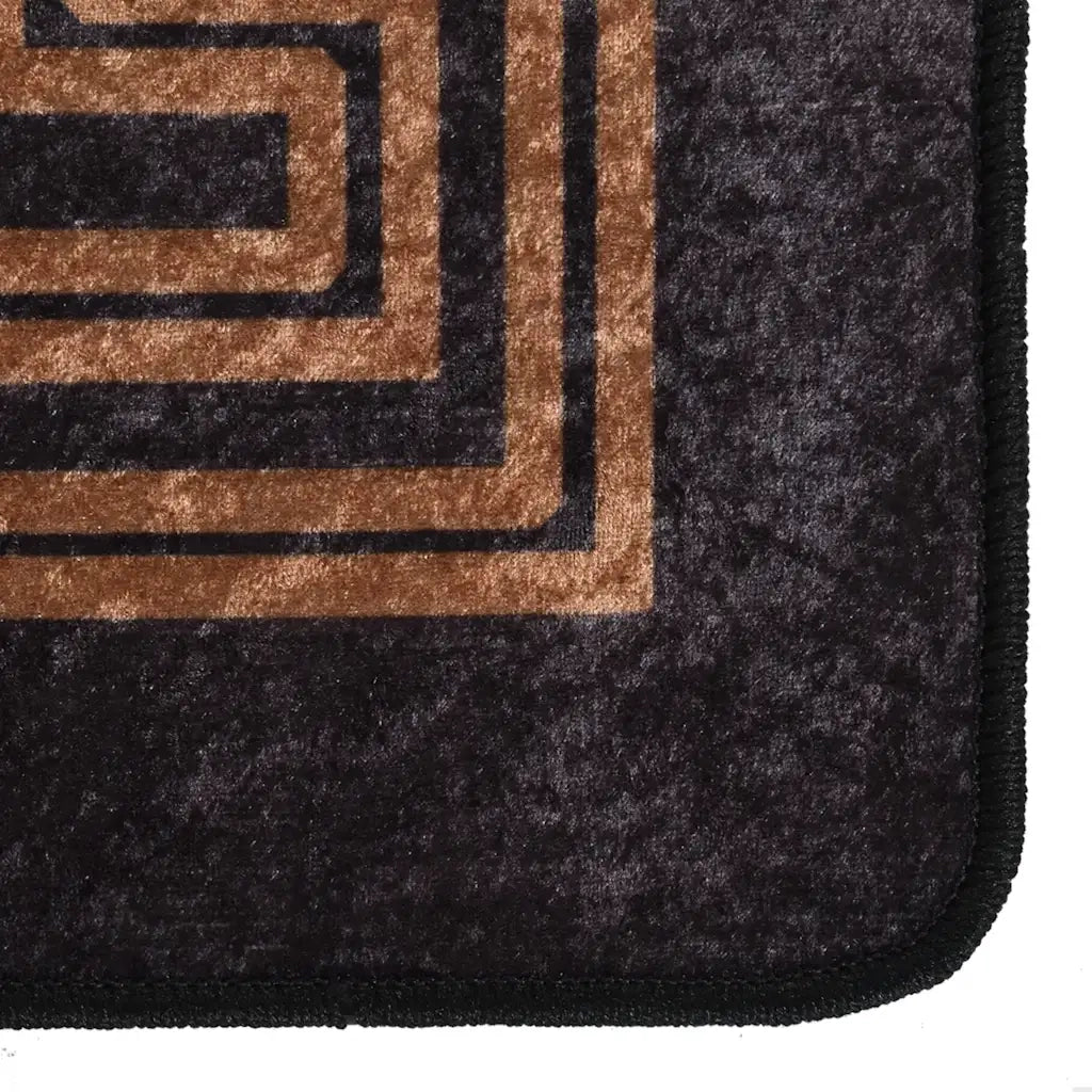 Tappeto Lavabile 80x300 cm Nero e Oro 337929