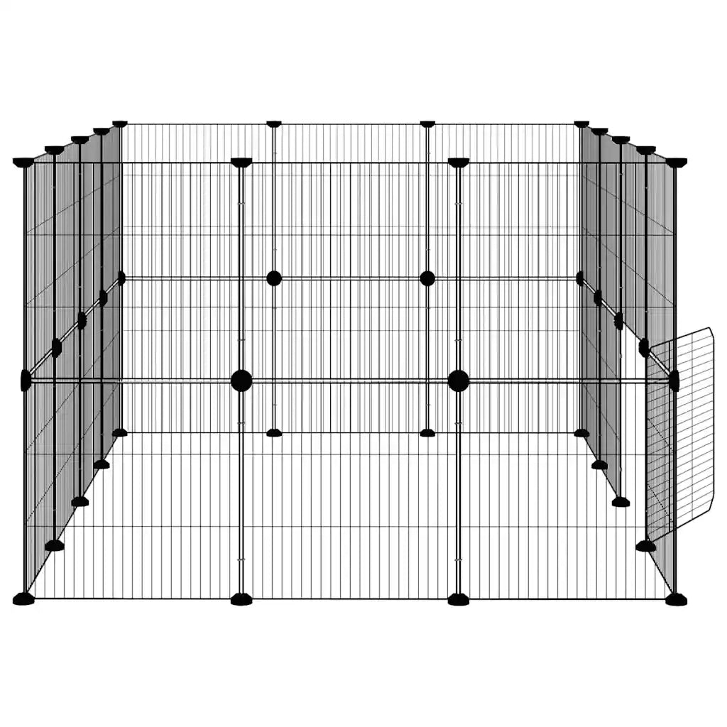 Gabbia per Animali 28 Pannelli con Porta Nero 35x35 cm Acciaio 3114044