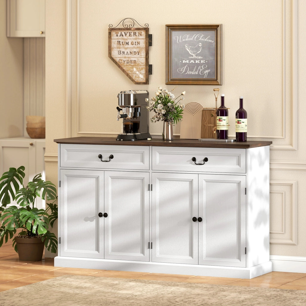 Credenza con 4 ante e 2 cassetti ¨C Xylo ¨C Legno bianco e marrone 140x40x85cm
