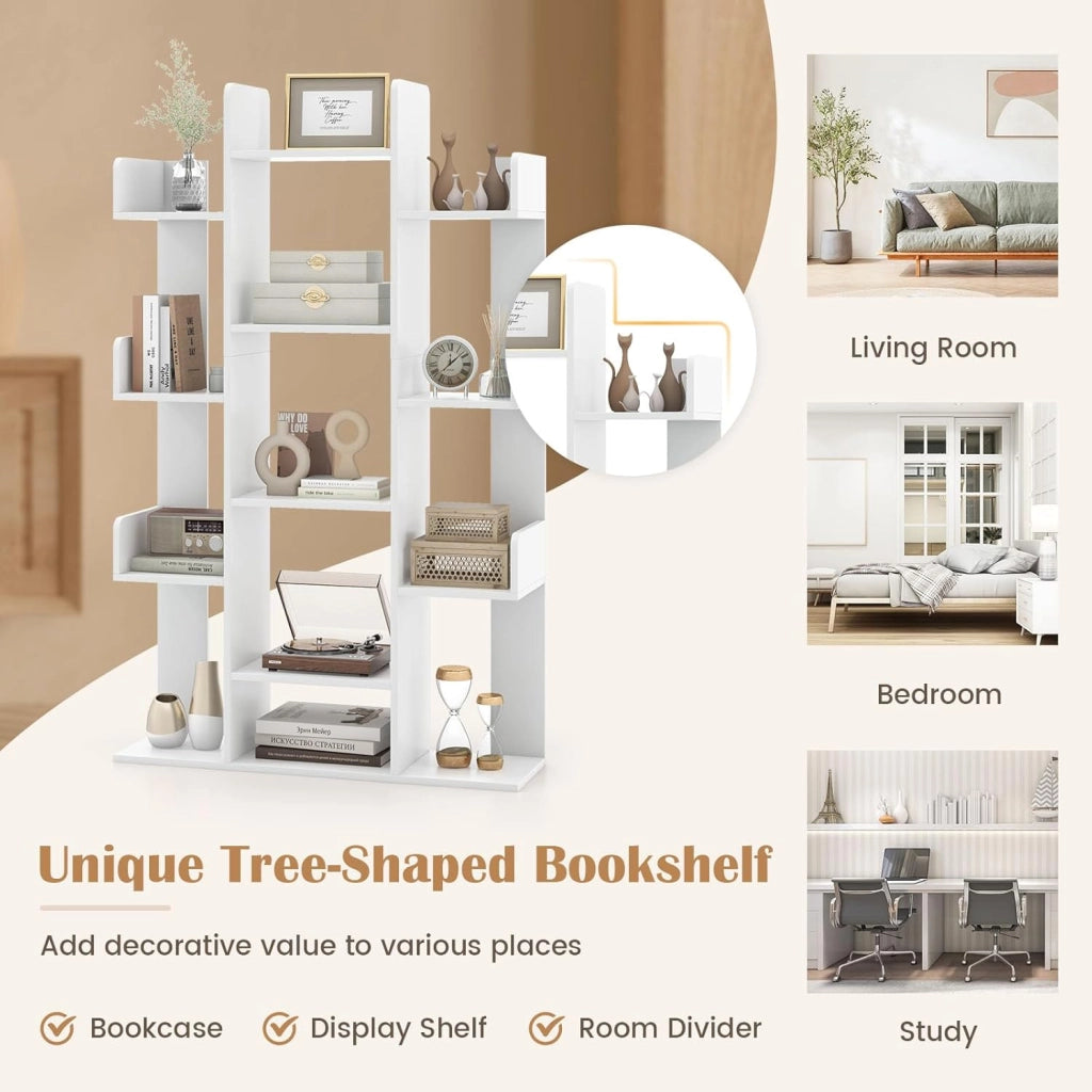 Libreria, scaffale aperto con 13 scomparti, per soggiorno, studio e ufficio, 86 x 24,5 x 141 cm, colore: bianco