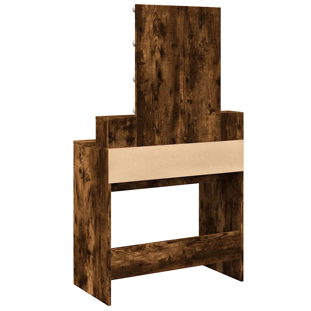 vidaXL Toeletta con LED Rovere Fumo 80x41x144,5 cm