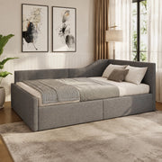 Letto Giorno Imbottito 140x200 cm con Contenitore Sotto, Grigio