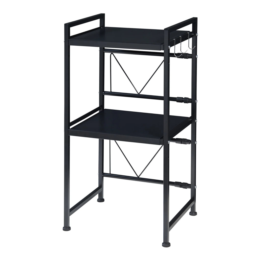 Scaffale dal design senza tempo per soggiorno/camera da letto mobiletto porta microonde con 2 ripiani regolabili nero 03_0011328