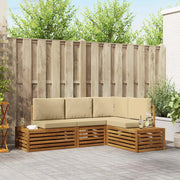 Set di divani da esterno con cuscino 4 Pezzo Naturale e Beige 3375443