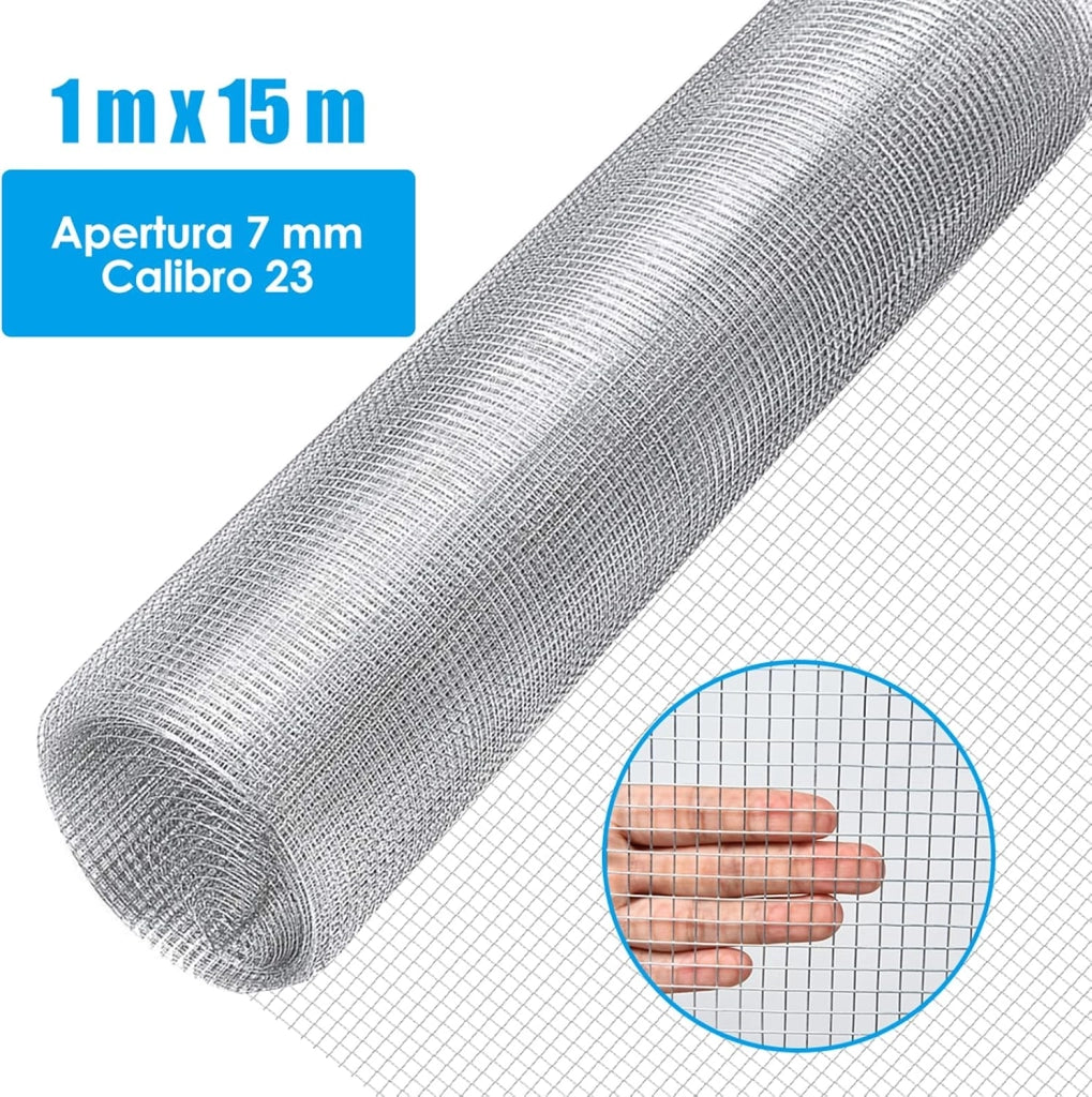Rotolo di Rete Metallica Zincata, Rete da Pollaio Elettrosaldata Spessore 0,6 mm, Rotolo 15m (1,2 x 15M)