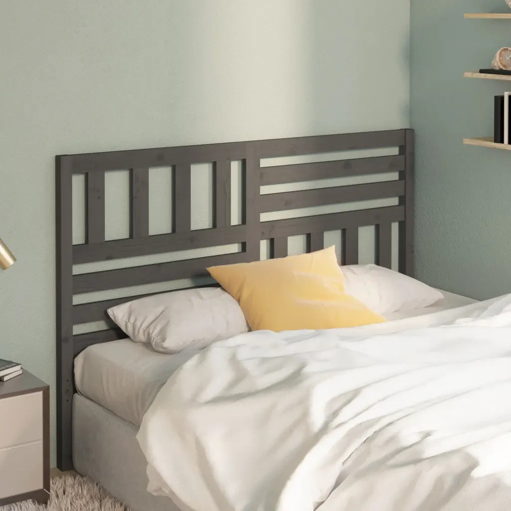 Testiera | Testata per Letto Grigia 126x4x100cm in Legno Massello di Pino