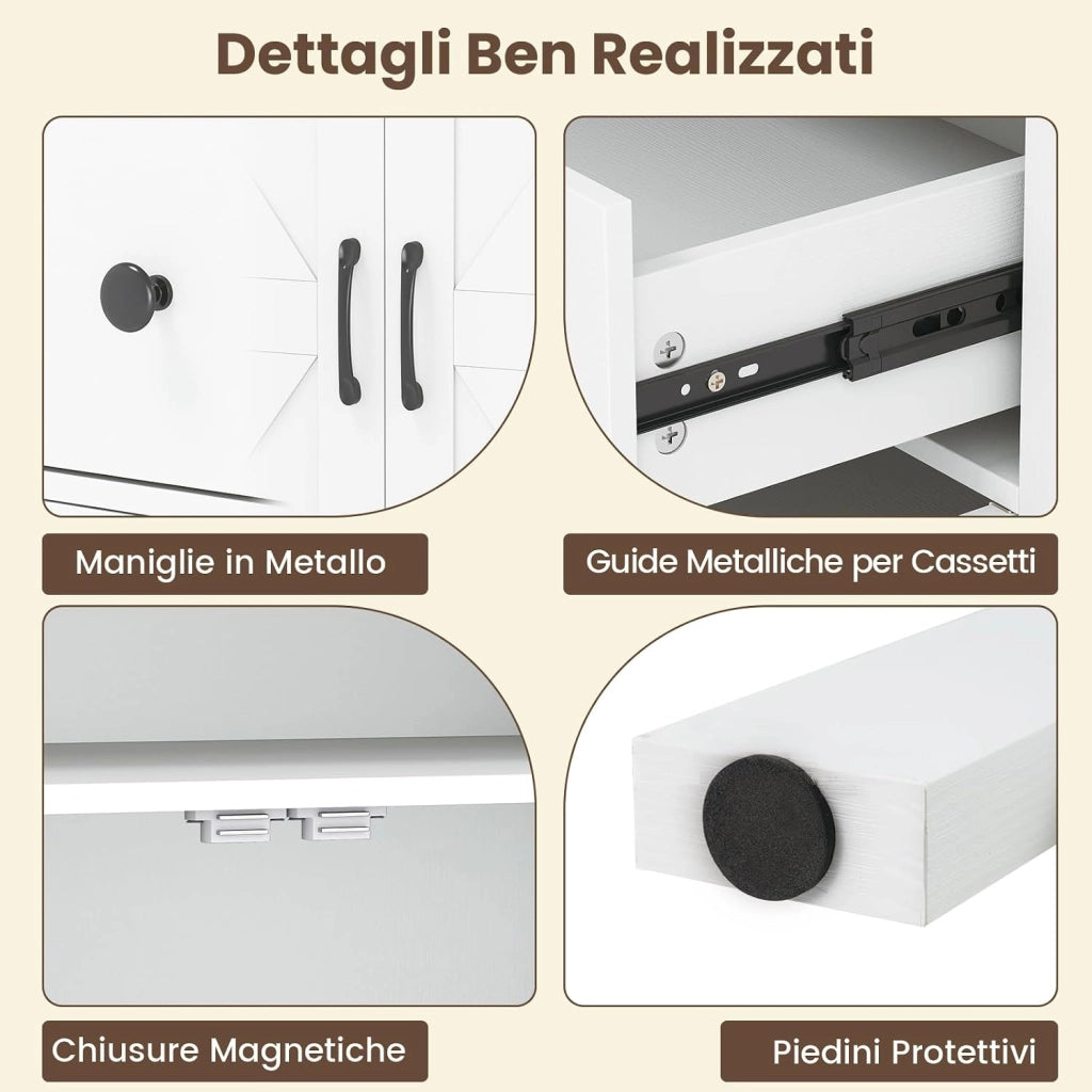 Credenza da Cucina, Armadio con Cassetto, 2 Ante e Ripiano Regolabile, Mobili Multifunzionali per Sala da Pranzo e Cucina, 76 x 40 x 85 cm