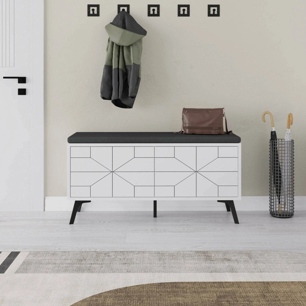 Mobile Portascarpe Velma, Scarpiera 8 Paia, 107x35x55h cm Bianco