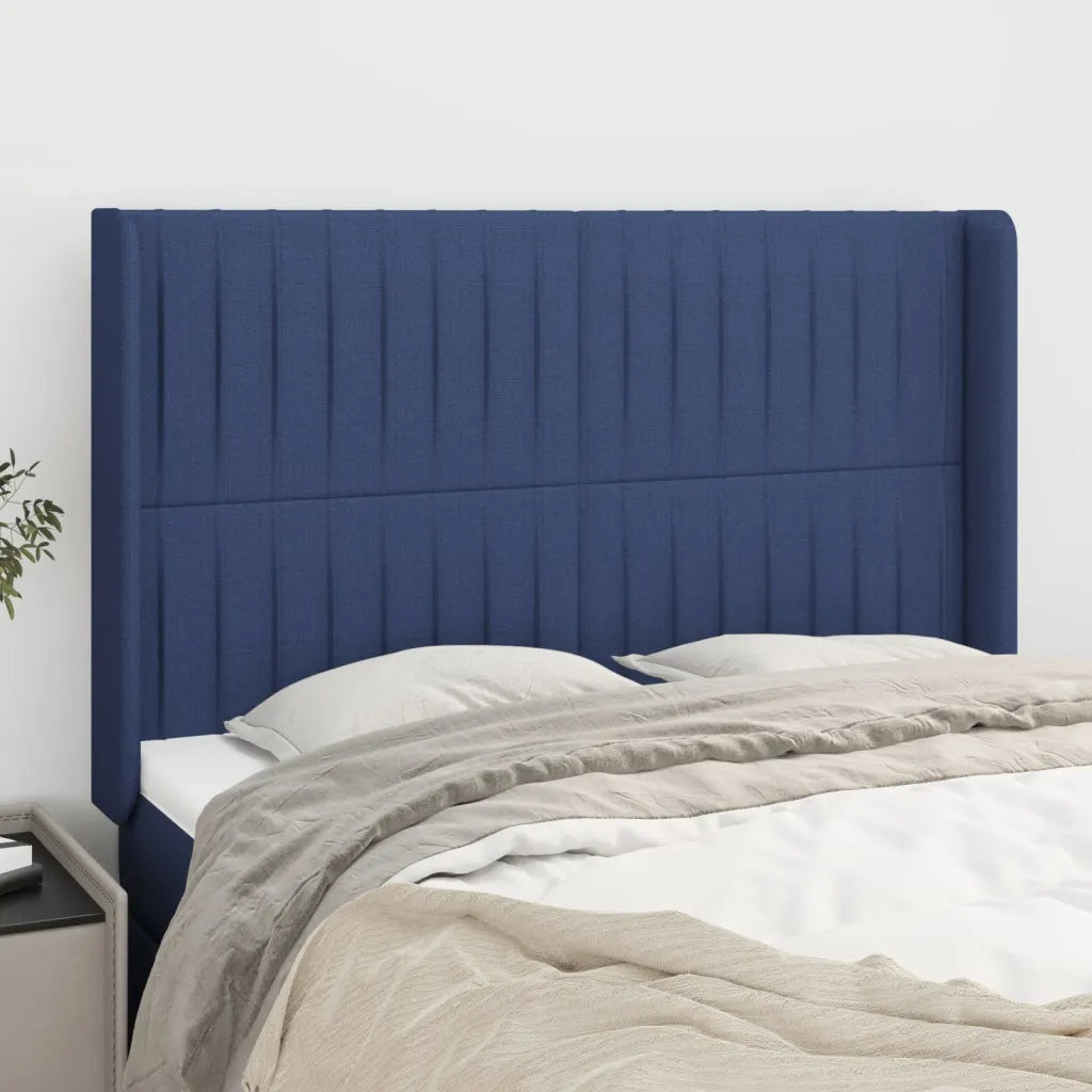 Testiera ad Orecchio-Testata con Orecchie Blu 147x16x118/128 cm in Tessuto 351621