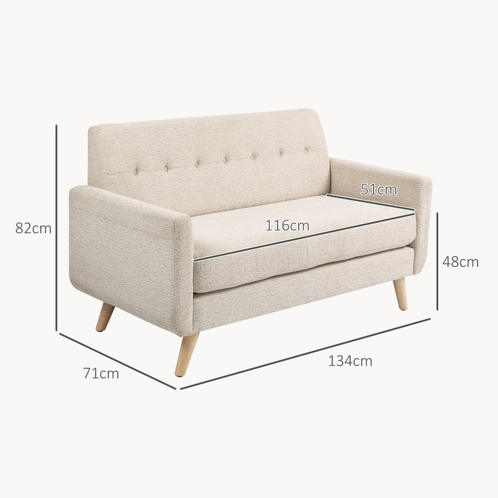 Divano 2 posti tessuto beige ¨C Zephmum ¨C 134x71x82 cm