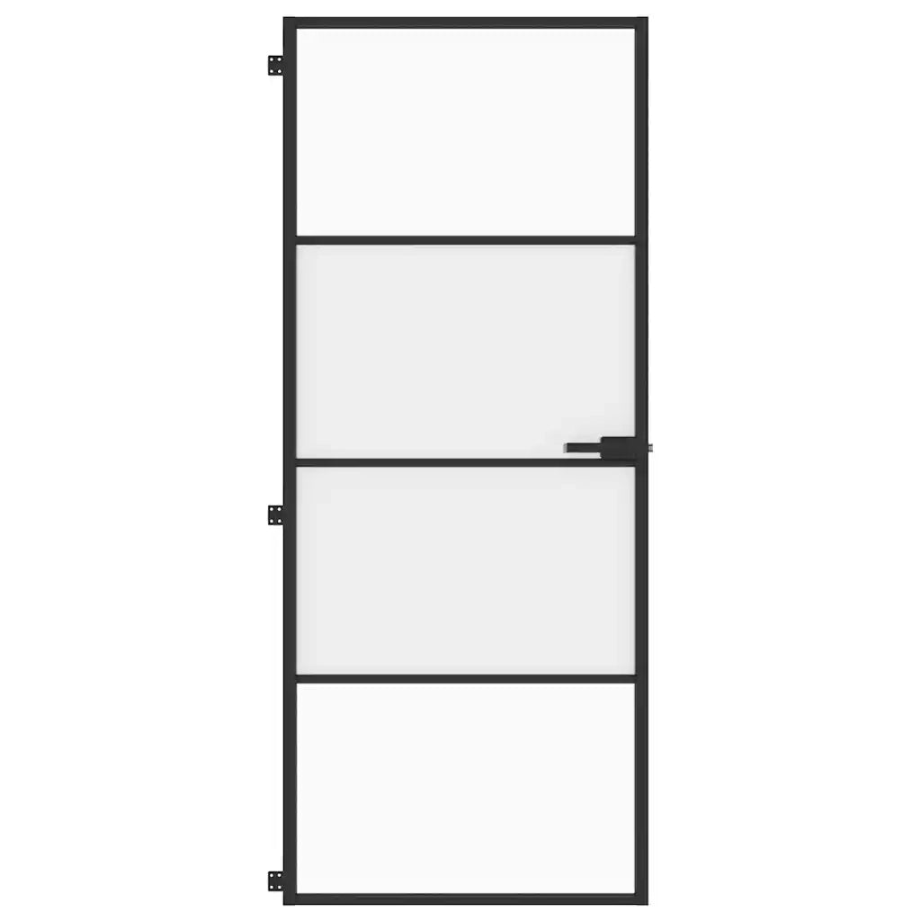 Porta per Interni Nera 83x201,5cm Vetro Temperato e Alluminiocod mxl 131717
