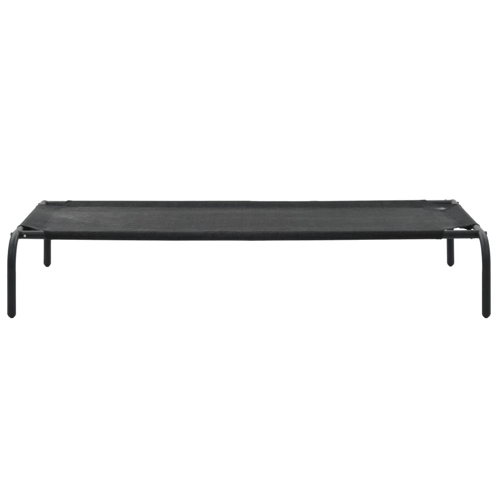 Cuccia rialzata per cani grande cesta per cani in textilene 110 x 65 x 20 cm nero 02_0001543