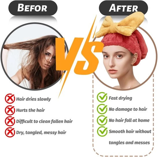 Asciugamano per capelli super assorbente - tessuto microfibra - asciugamano per capelli spesso - turbante pieghevole - morbido tessuto a corallo - adatto per donne - turbante per capelli