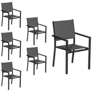 Set di 6 sedie imbottite in alluminio antracite - textilene grigio