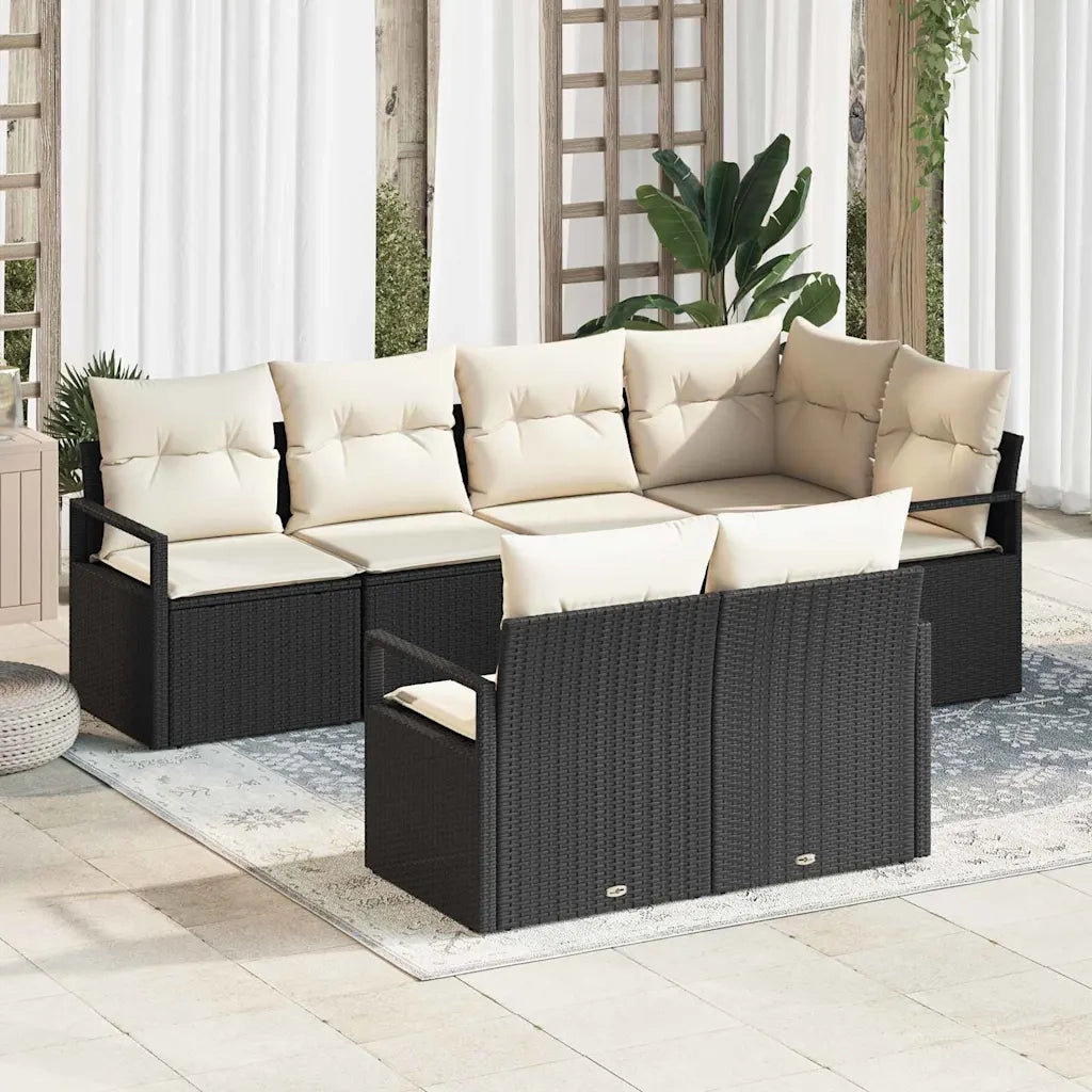 Set di divani 7 pcs Nero polyrattan