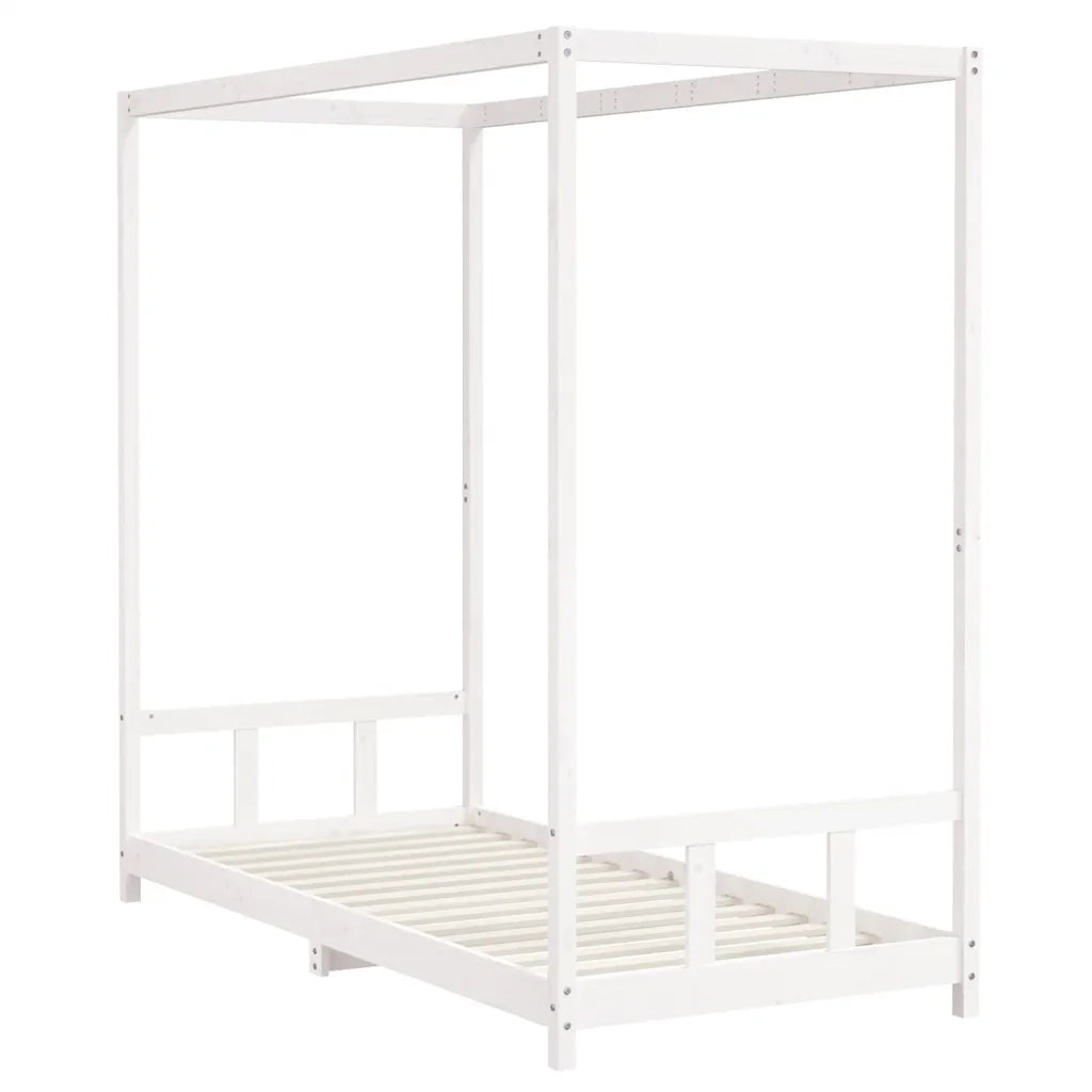 Giroletto per Bambini | Letto Infantile | Lettino Bianco 90x200cm in Legno Massello di Pino