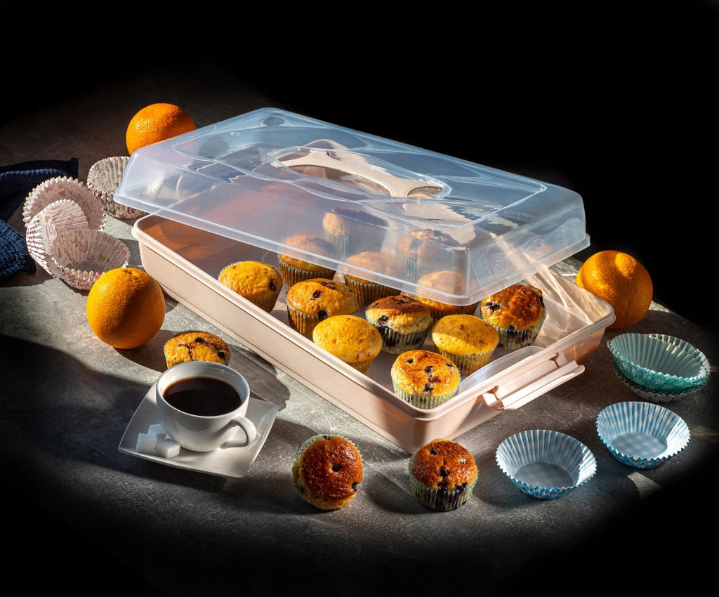Contenitore in plastica KADAX per torte, pasticcini, scatola per torte, rettangolare, grande