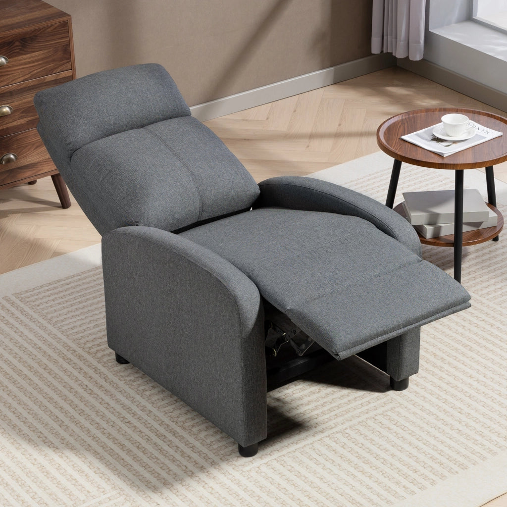 Poltrona Relax Reclinabile ¨C Xylo ¨C Tessuto Grigio Imbottita con Poggiapiedi 69x87x100.5