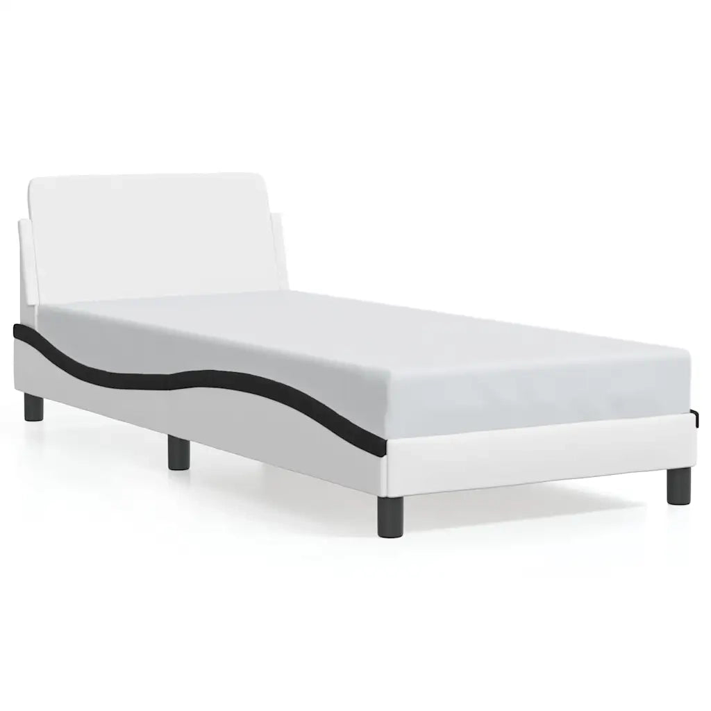 Giroletto-Struttura Letto Dover Bianco e Nero 90x200 cm in Similpelle