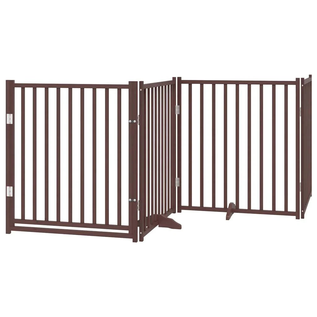 Cancelletto di sicurezza per animali domestici porta pieghevole 8 pannelli legno di pioppo marrone 02_0023244