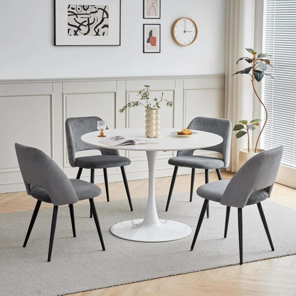 GrandCA HOME 6 Sedie da Pranzo Moderne, Sedie da Cucina Imbottite con Schienale Cavo in Velluto a Coste, per Sala da Pranzo, Cucina, Soggiorno, Camera da letto (Grigio)