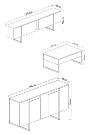 Set di mobili da salotto in legno "Luxe" - 160 x 35 x 80 cm - Marrone