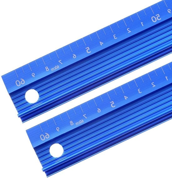 Strumento per Misurazione e Taglio con Grip Metallino [60cm] per Misurazioni Precise - Blu. Ideale per Ufficio, Disegno e Altro.