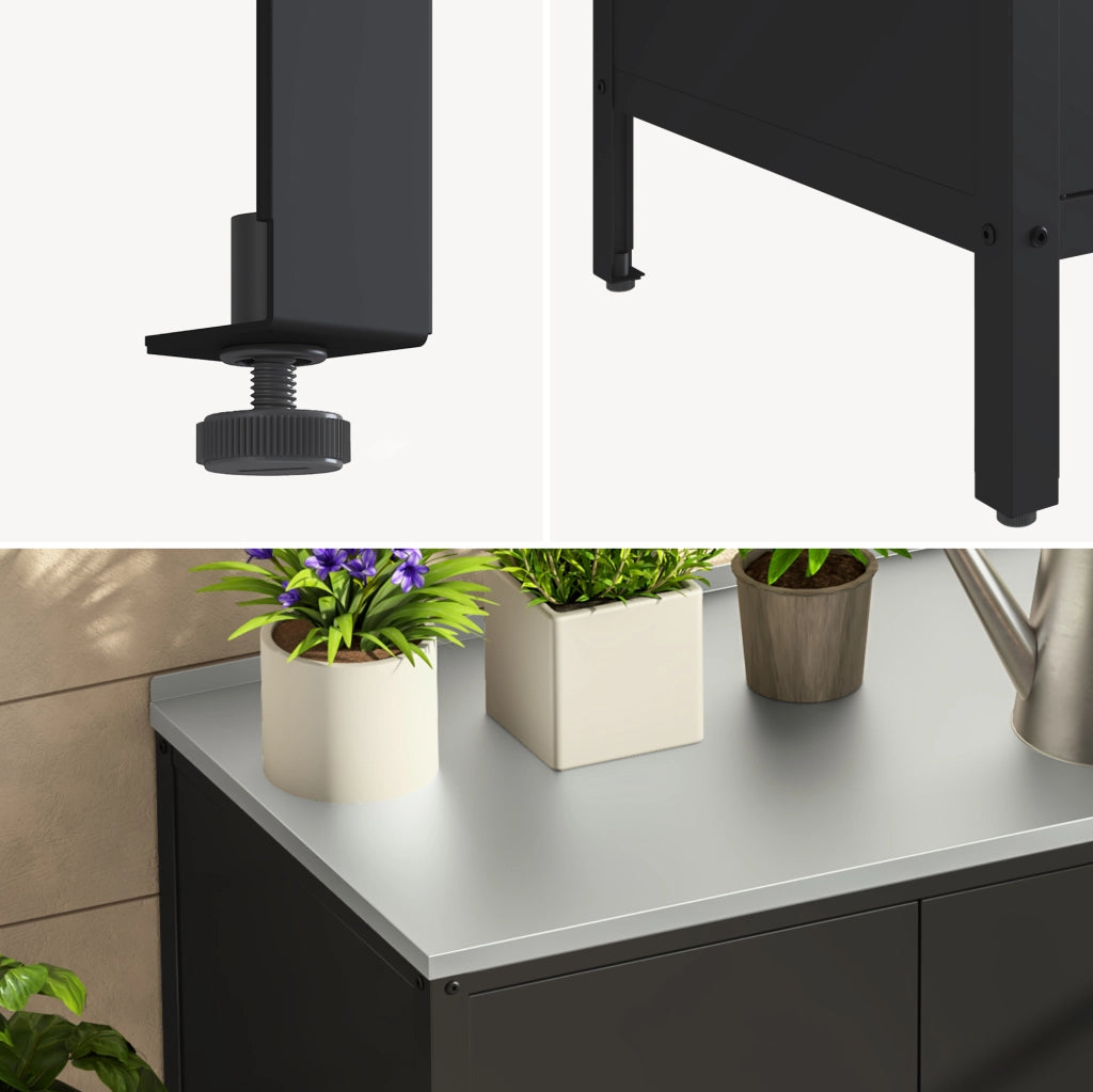 Armadietto da Giardino Bolognano 92 x 80 x 50 cm Acciaio - Nero Opaco - casa.pro