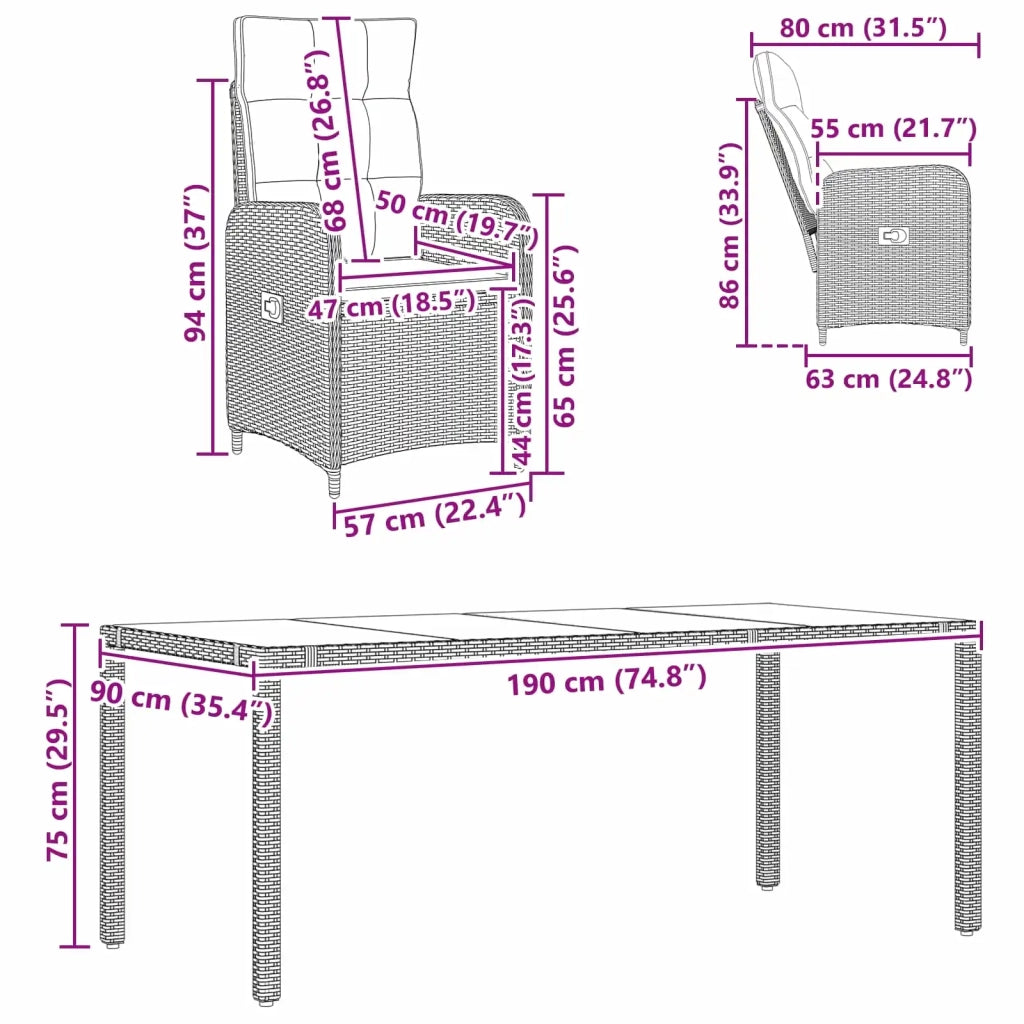 Set da pranzo per esterni 7 pcs Beige e Grigio Chiaro 3422342