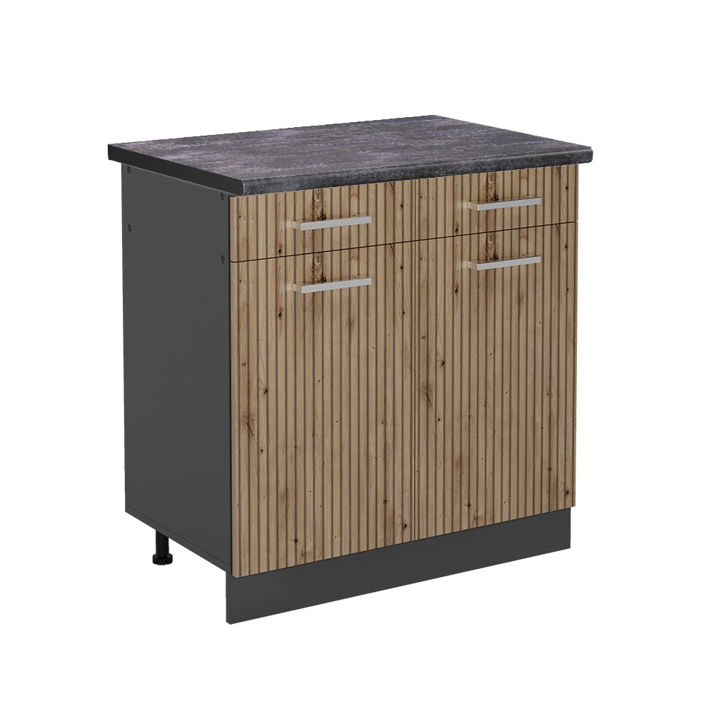 Vicco Mobiletto base per cucina Rovere artigianale 80 cm , PL Antracite
