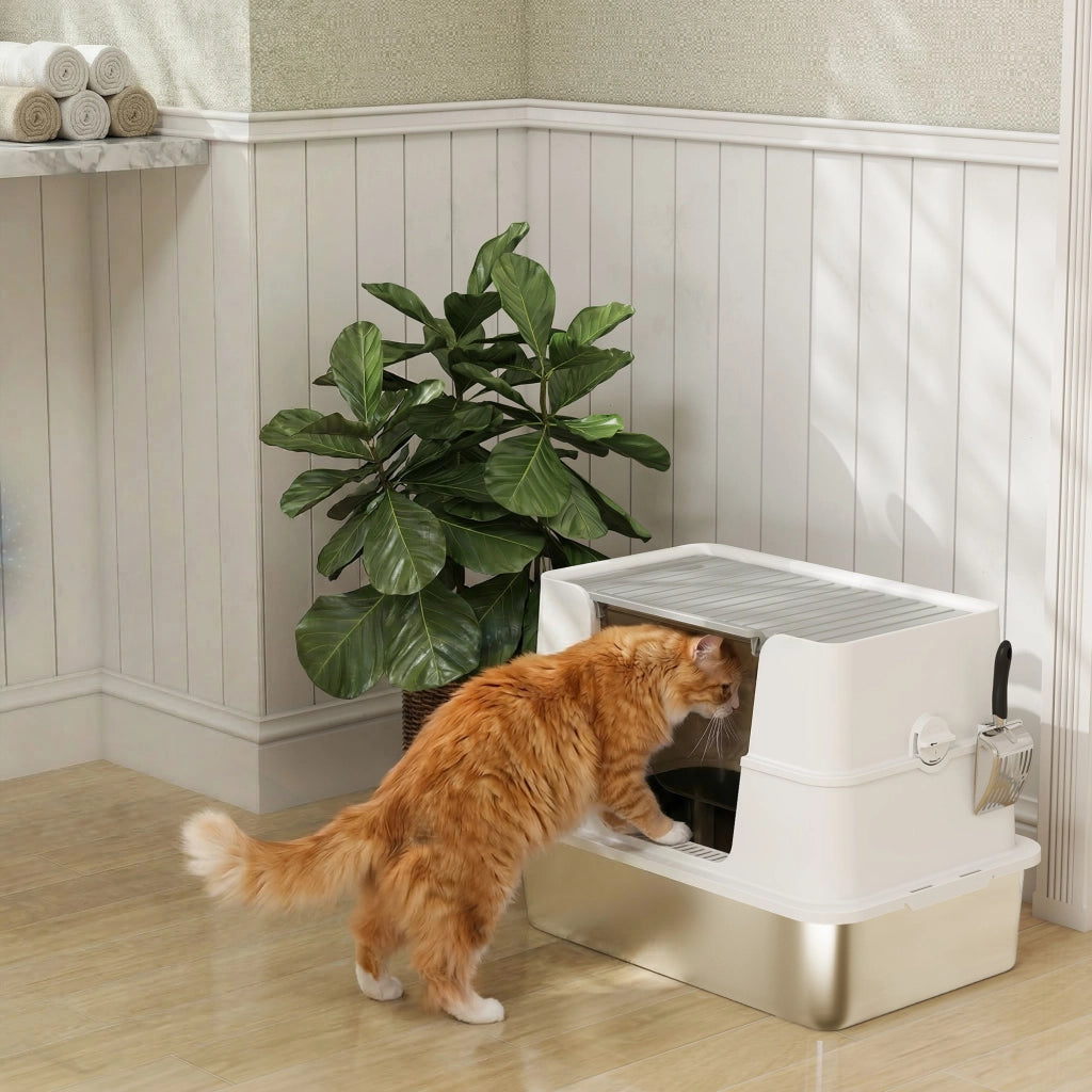 Casetta per gatti ¨C zephmum ¨C Acciaio inox, Grigio chiaro