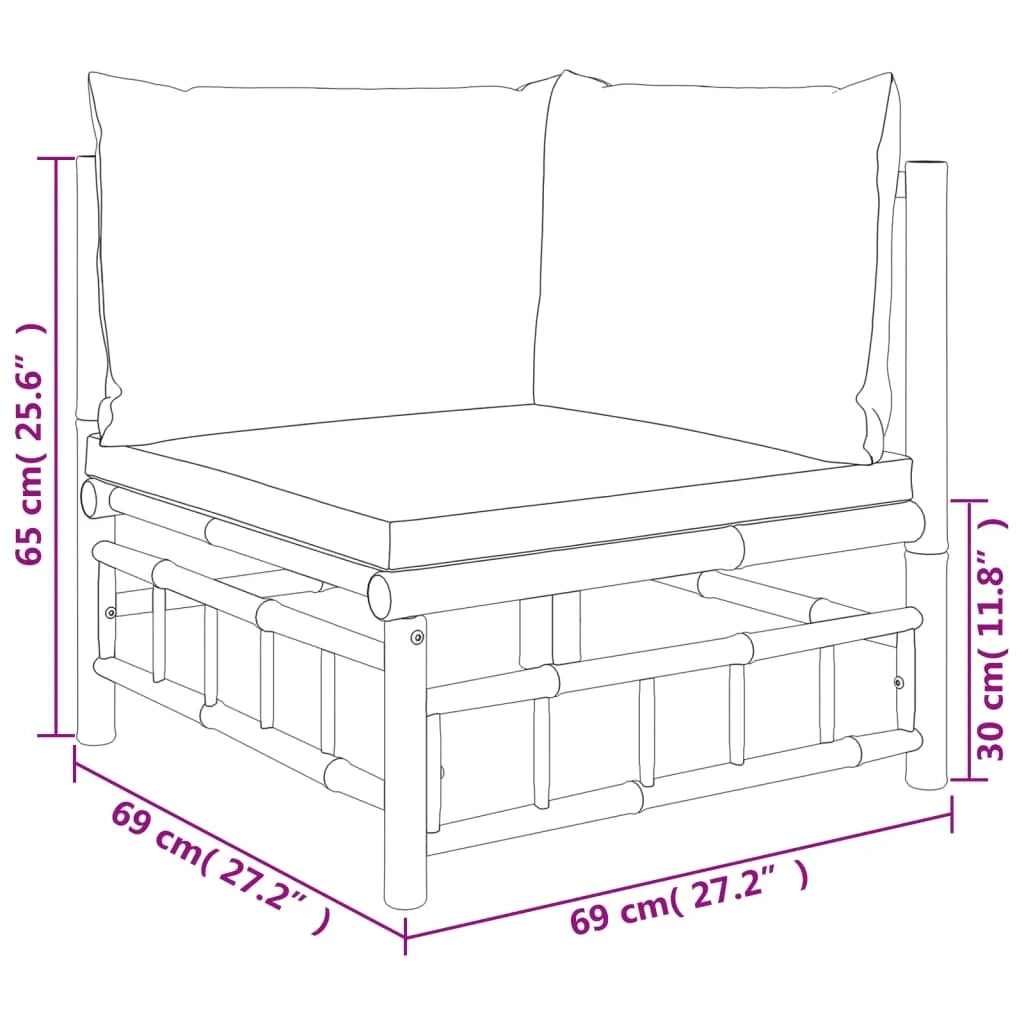 Set di mobili da giardino set arredamento da esterno 8 pezzi con cuscini grigio scuro in bambù 02_0017592
