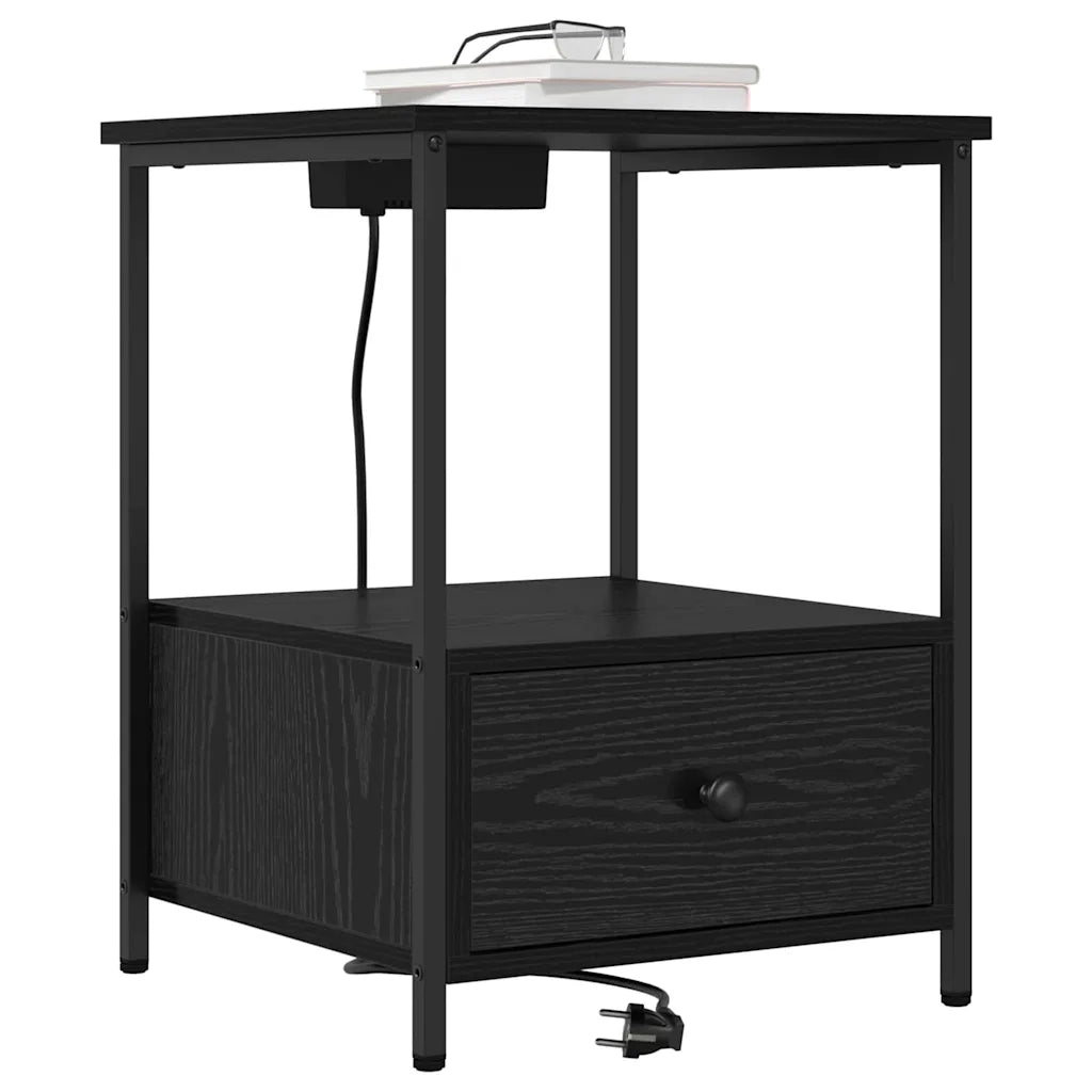 Armadio da Notte Rovere Nero 42 x 41 x 56 cm Legno multistrato 859430