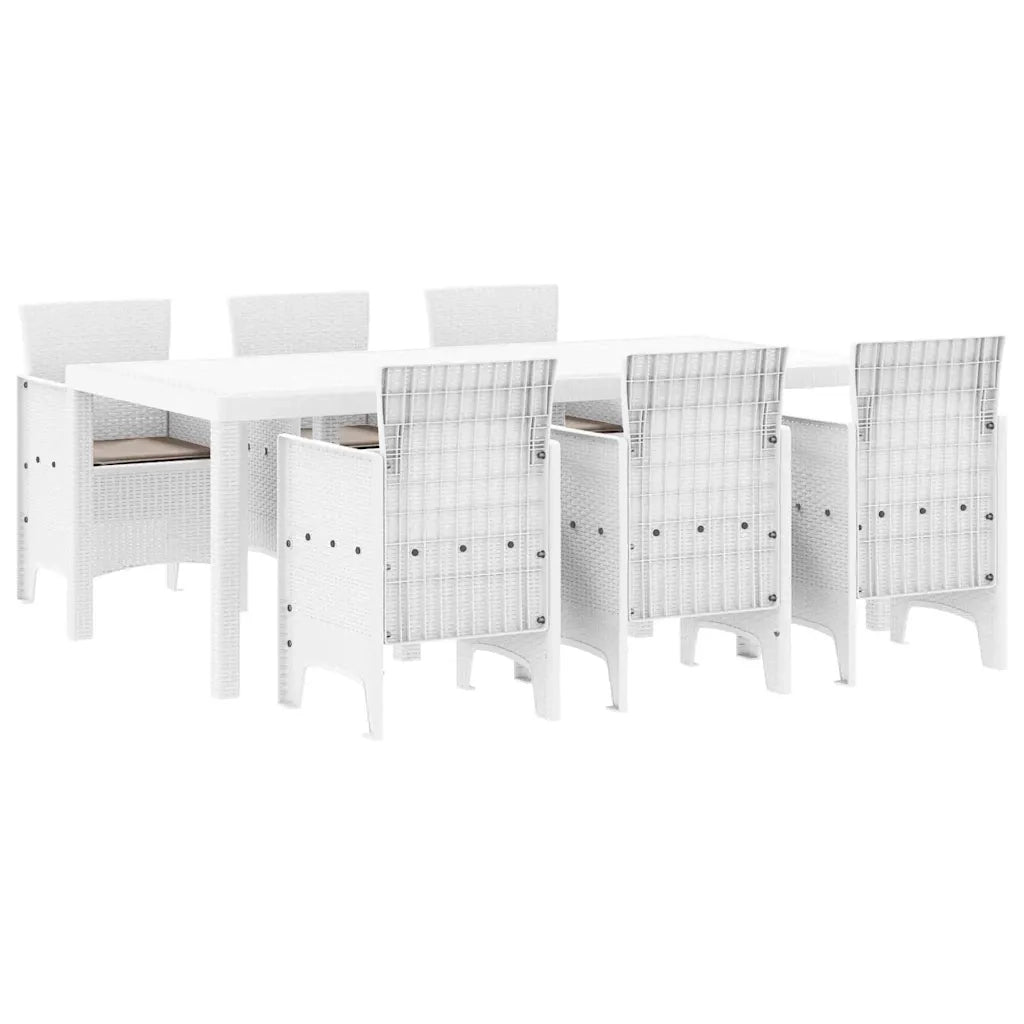 Set da Pranzo per Giardino 7 pcs Bianco Polipropilene
