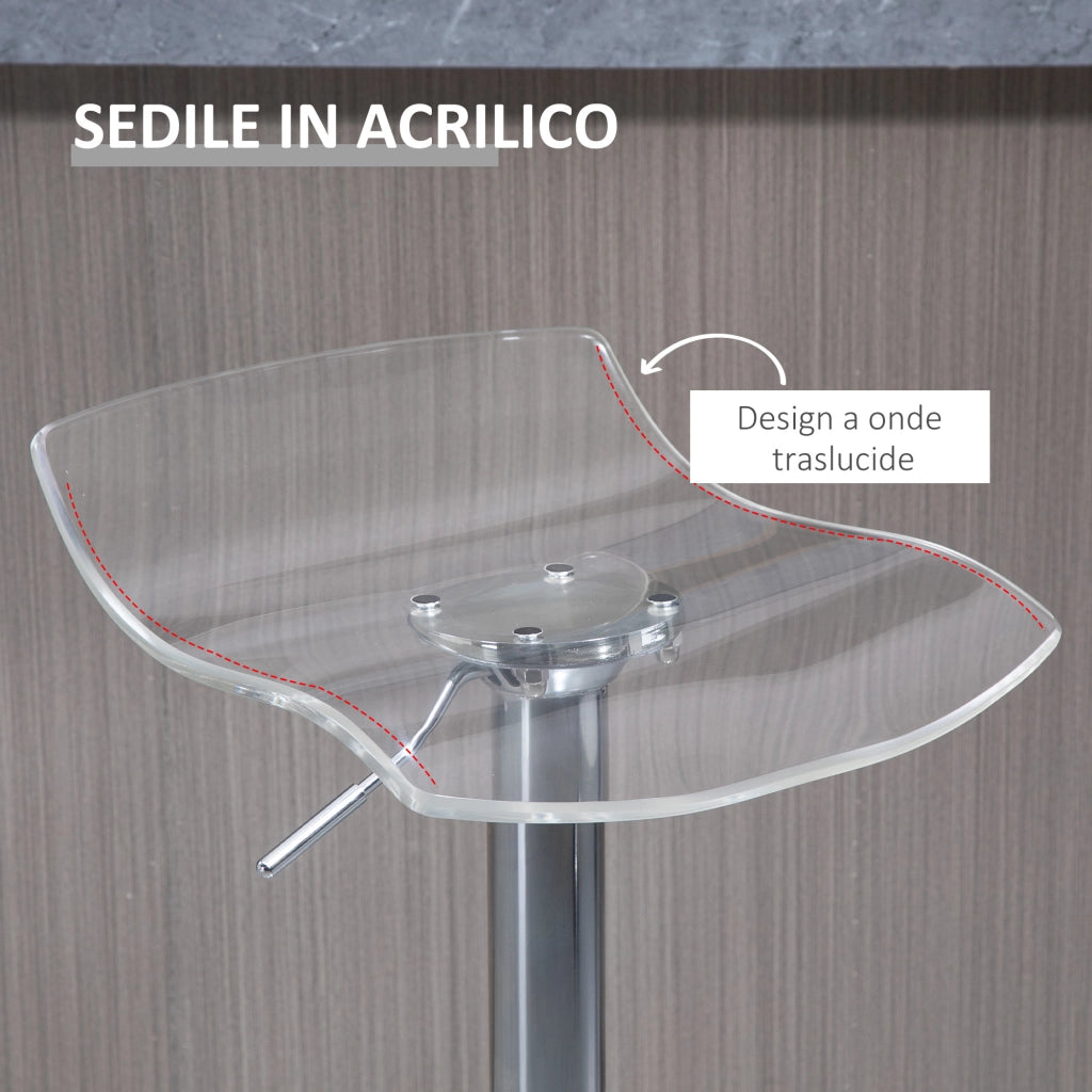 Sgabelli da Bar Set 2 Pezzi con Seduta Girevole e Altezza Regolabile ¨C Zephmum ¨C Metallo e Acrilico Trasparente