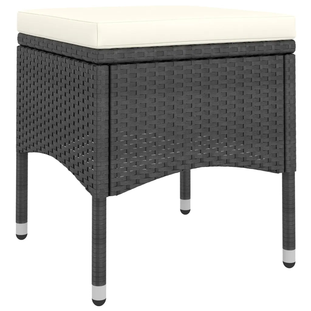 Set da Bistrot per Giardino 5pz Polyrattan Vetro Temperato Nero 3058374