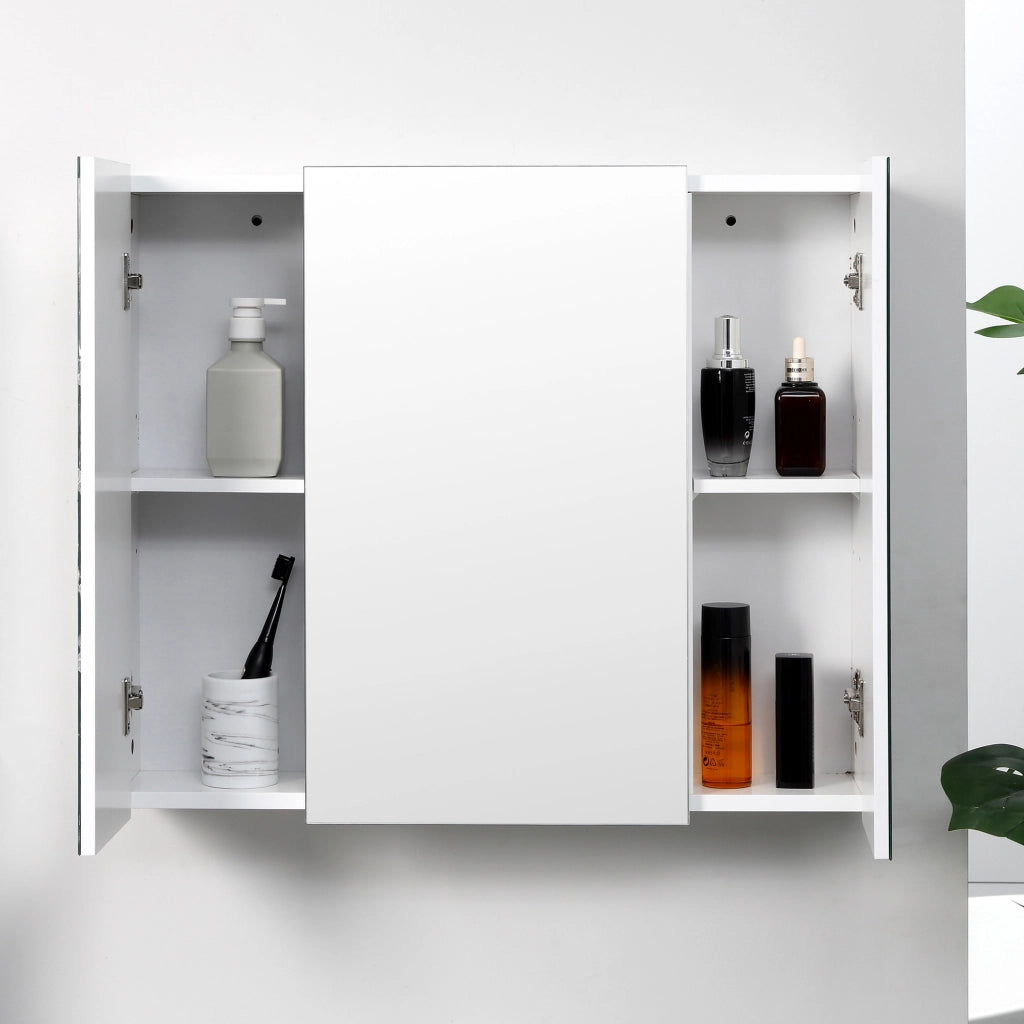 Armadio da Bagno con Specchio e Ripiani Regolabili ¨C zephmum ¨C MDF Bianco 70x15x60 cm