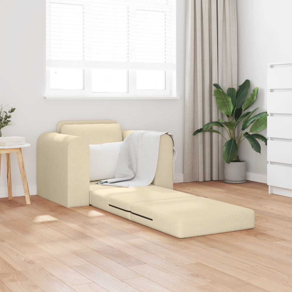 Divano Letto 2-in-1 Panna 98x71x83 cm Tappezzeria