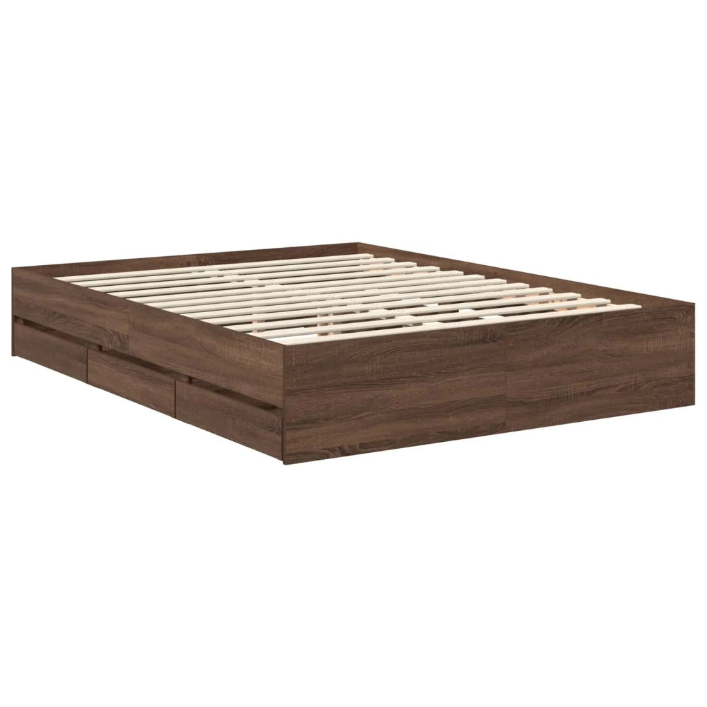 Struttura del letto con cassetto Rovere Marrone 150 x 200 cm