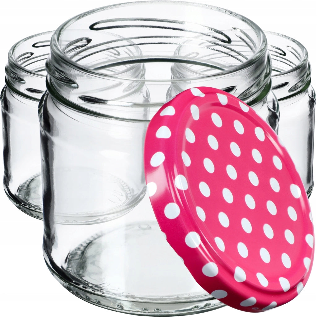 Barattoli per conserve KADAX Lerma 200ml 10 pezzi 66mm + coperchi "Piselli rosa"