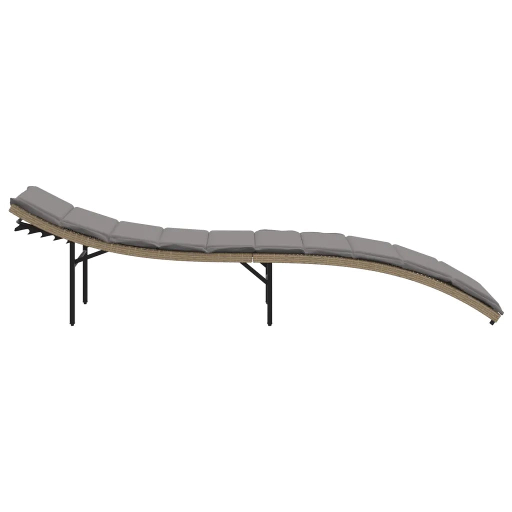 Lettino Prendisole | Sdraio da giardino | Lettino da sole con Cuscini Beige 55x199x50 cm Polyrattan