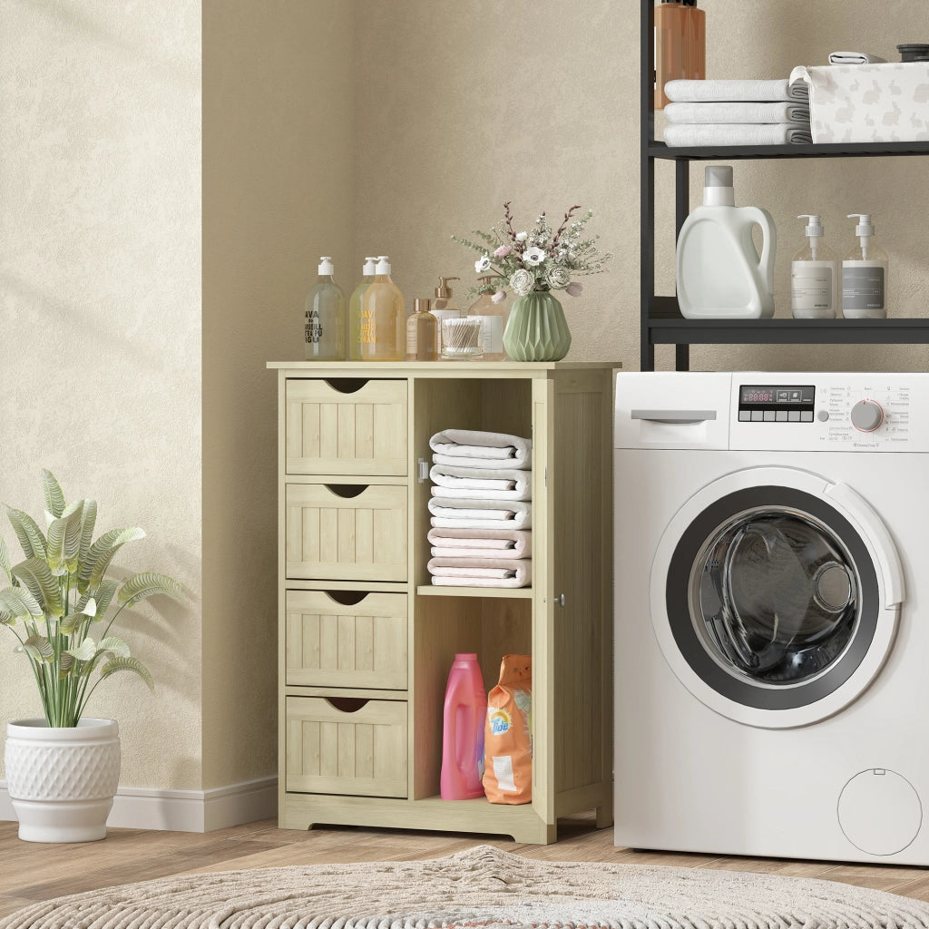 Colonna bagno stretta con 4 cassetti e ripiano regolabile ¨C Xylo ¨C Legno naturale 56x30x83 cm