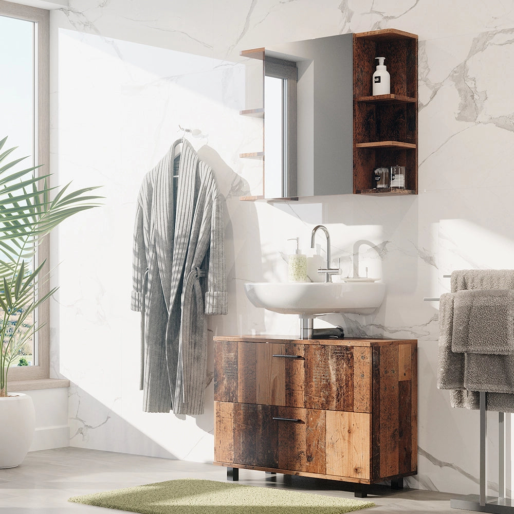 Vicco Set di mobili da bagno Rovere rustico 2 parti, mobile base 80 cm