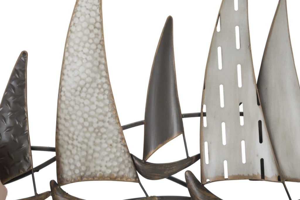 Pannello Decorativo in Ferro con Barche a Vela - cm 100x3x44
