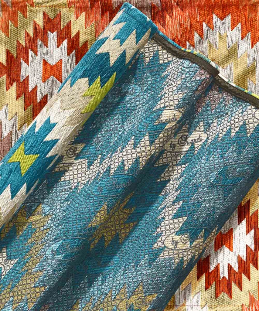 Tappeto moderno AVANA ARANCIONE geometrico etnico kilim, Tappeto arredo soggiorno salotto camera lavabile anti-scivolo cm.115x175